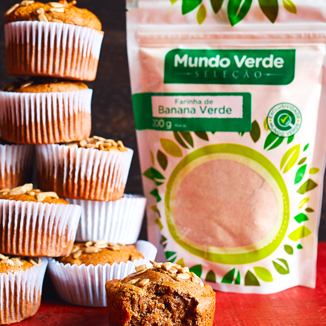 Muffin de Farinha de Banana Verde com Semente de Girassol